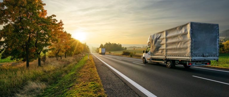 Trucks on a road