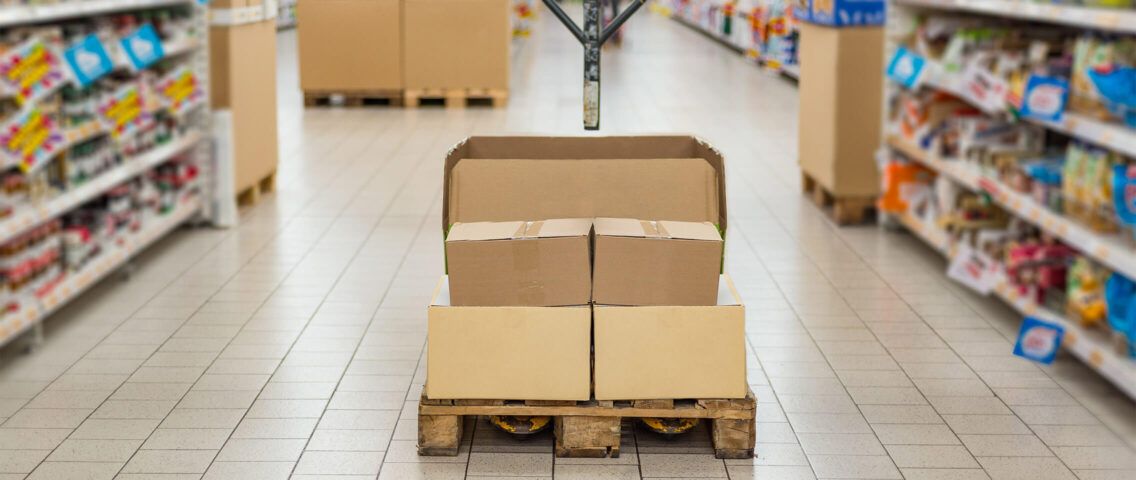 Open box in the middle of a store aisle