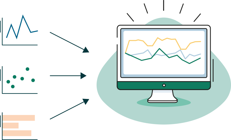 An illustration showing how machine learning enables CPGs to process and consider a wide range of retailer data—from assortment plans to campaign information.